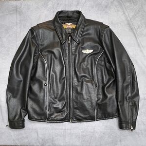Harley Davidson Womens Leather Zip Up Jacket 100th Anniversary 2003 XL BLACK